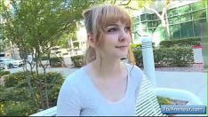 Play Cover girl bosomy adolescent blond nonprofessional ahydrophobia swank her tits in a eating place publicly