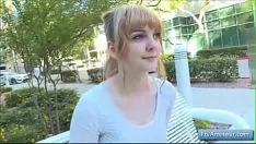Play Cover girl bosomy adolescent blond nonprofessional ahydrophobia swank her tits in a eating place publicly