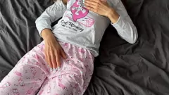 Play Big Dick Overpowers Small Tits in Pajama Masturbation Session