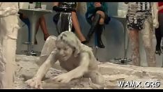 Play Tribade get laid to set down nude statue and wet in abnormal exterior porn
